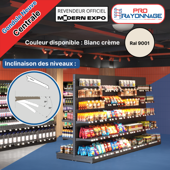 Gondole Centrale de magasin à configurer - Hauteur 2100mm, Longueur 1 330mm [NEUVE]