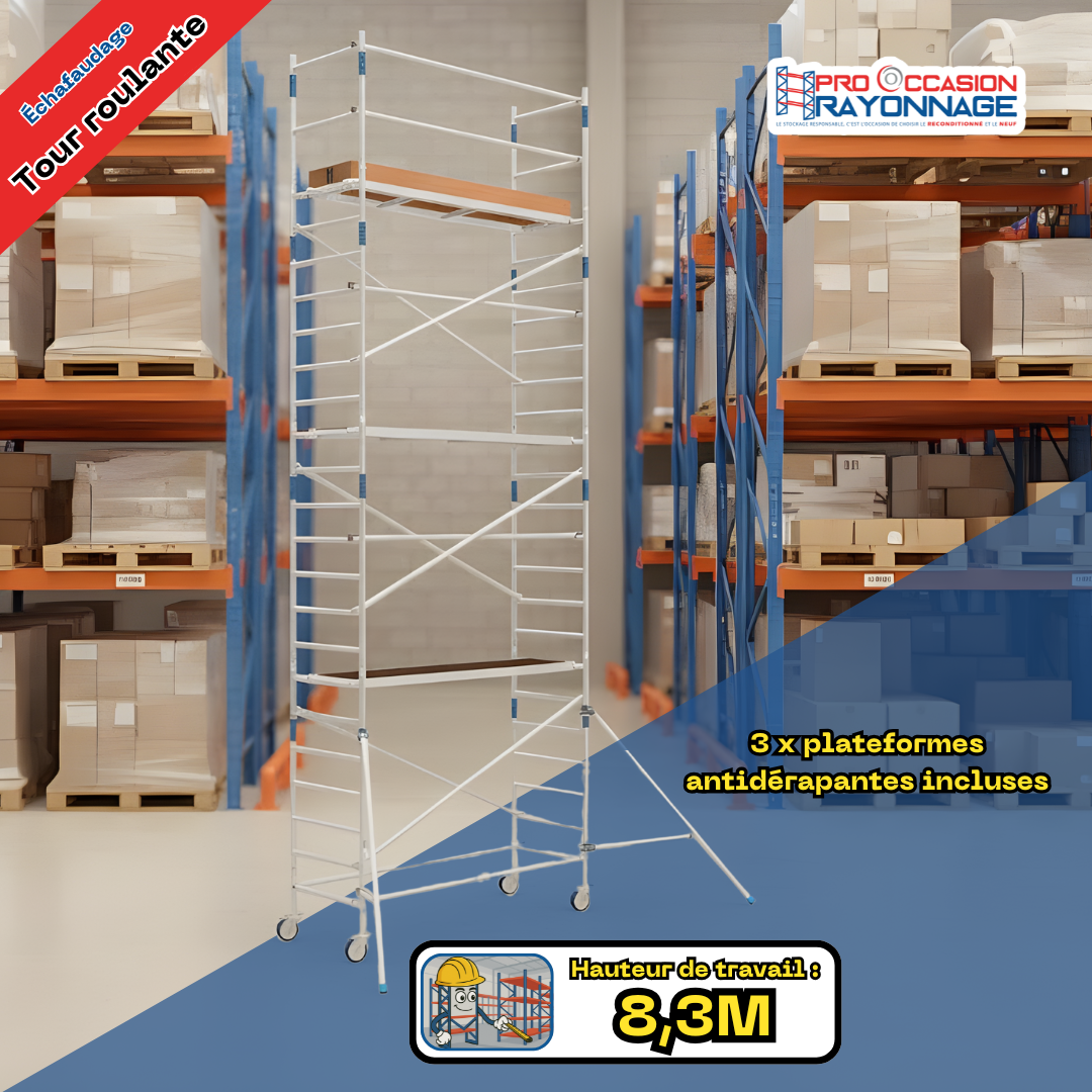 Kit échafaudage Tour roulante - Neuf - Hauteur de travail : 8m30 
