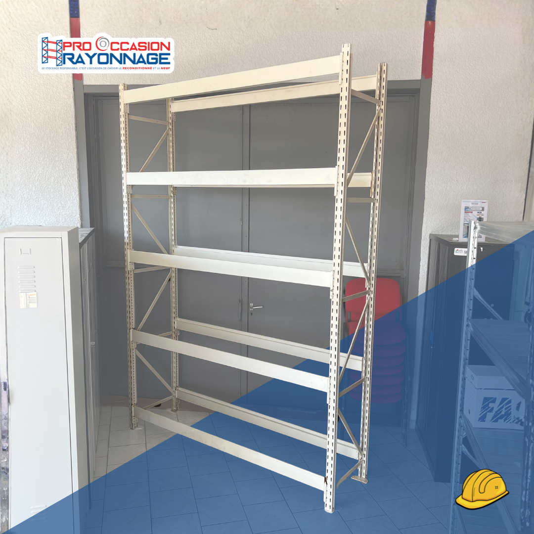 [LOT] - Rayonnage mi-lourd TEGOMETALL - H3000 x L1960 x P570 - 4 échelles + 15 niveaux 