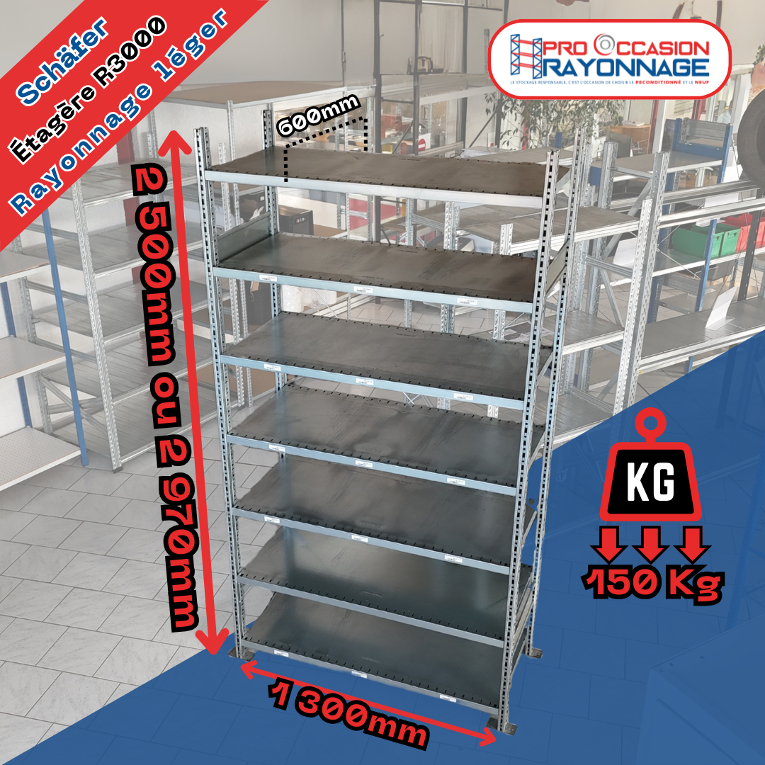 Étagère Schäfer R3000 galvanisée – Hauteur modulable et niveaux sur mesure 