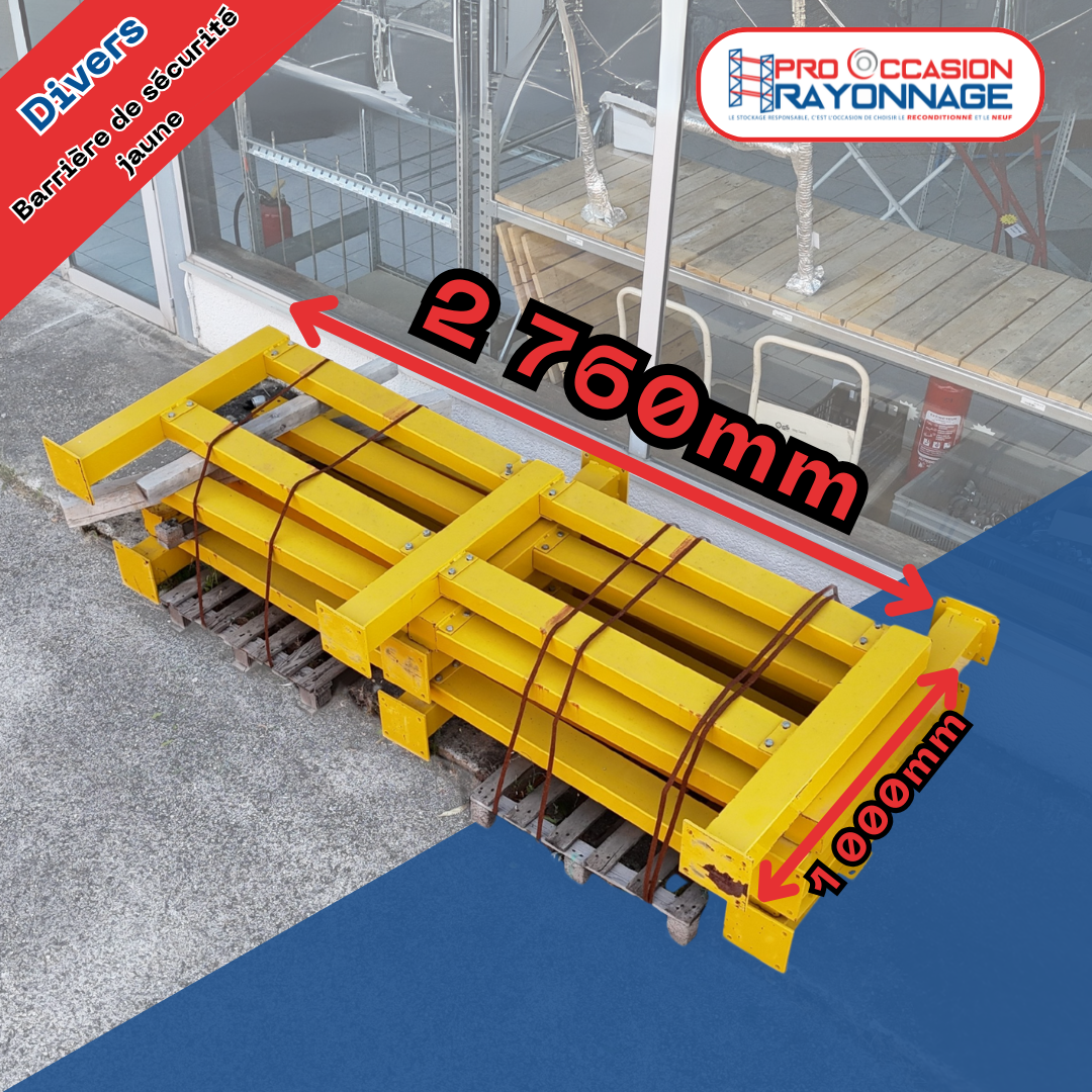 Barrière de protection jaune – Longueur : 2 760 mm, hauteur : 1 000mm 