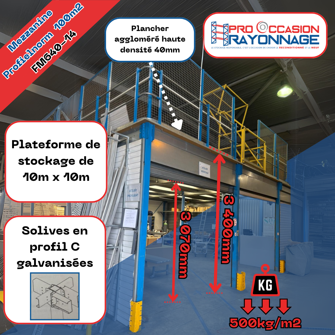 Mezzanine industrielle Profilnorm 100m² – 