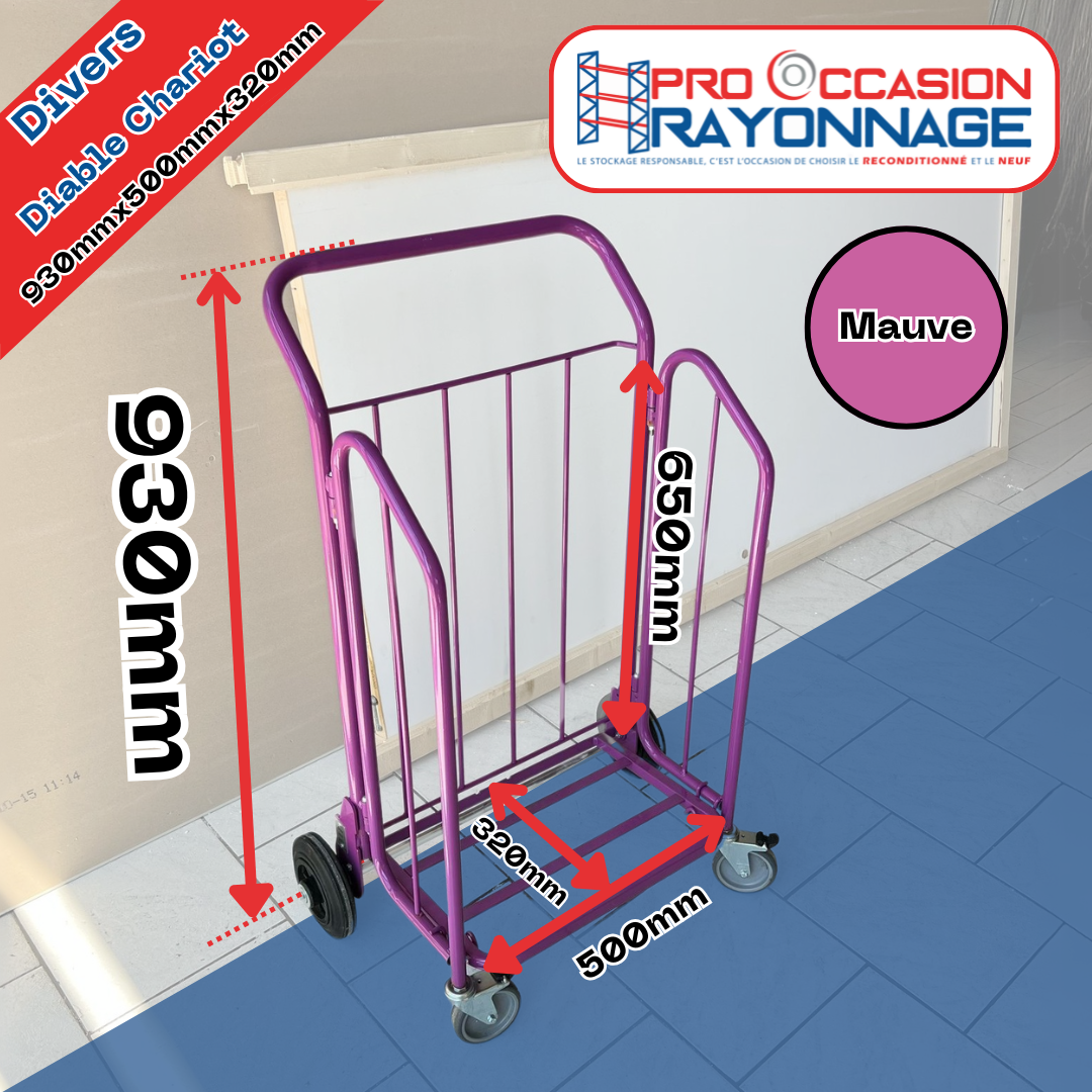 Diable porte journaux pliable - Mauve - Transport de magazine, journaux, catalogue 