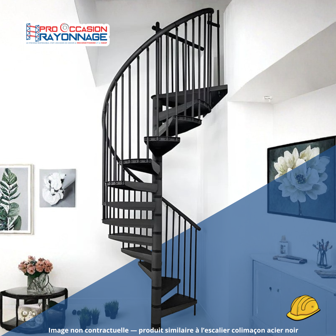 Escalier colimaçon rond NEUF – Noir laqué mat 