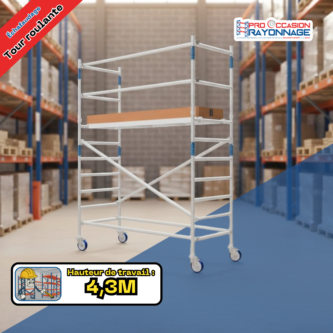 Kit échafaudage Tour Roulante – Neuf  - Hauteur de travail : 4,30 mètres 