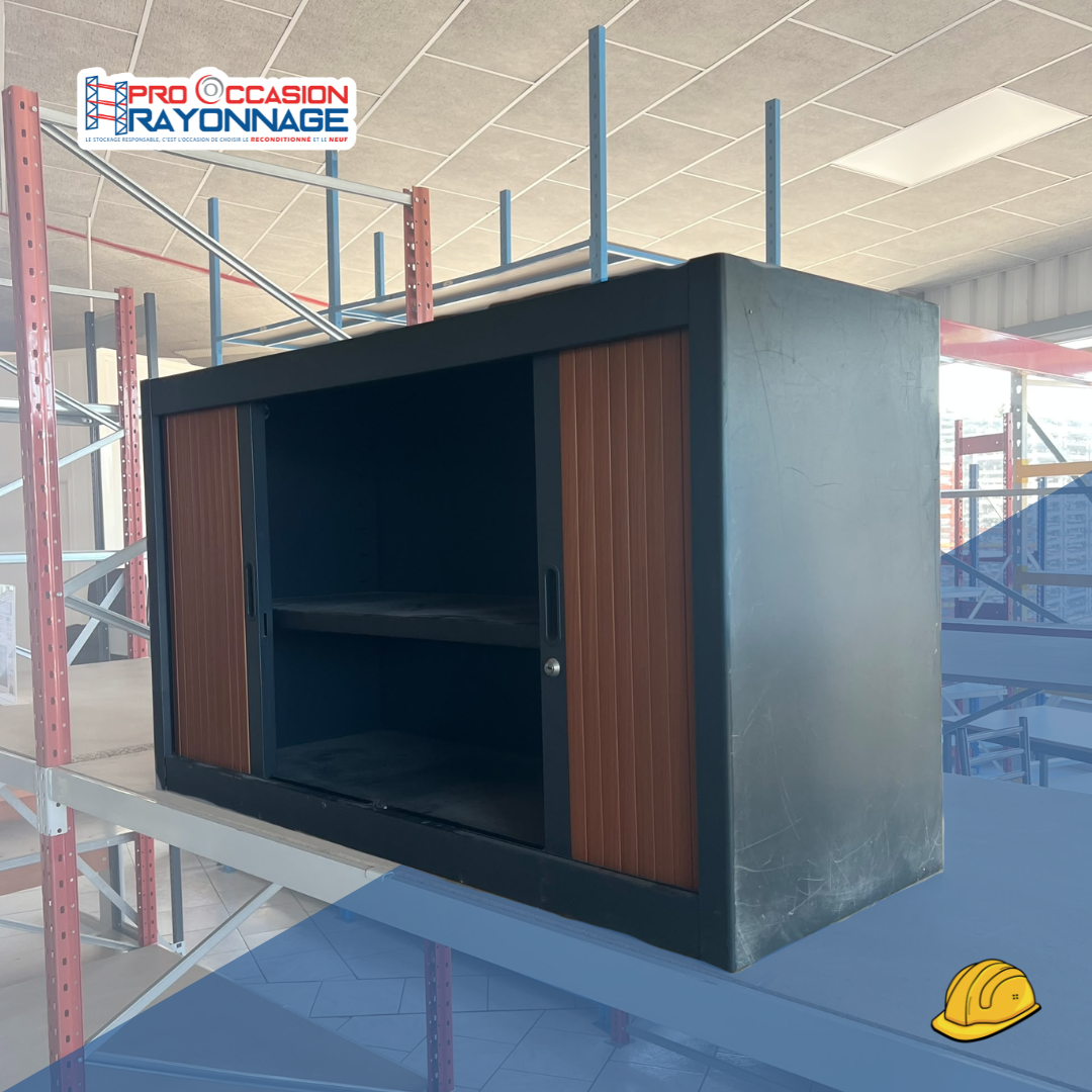 Armoire pour bureau noire - 2 portes coulissantes marron 