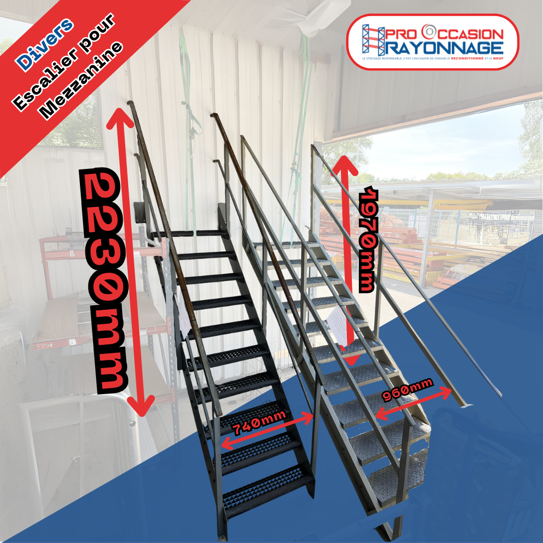 Escaliers de mezzanine d’occasion – 2 modèles disponibles 