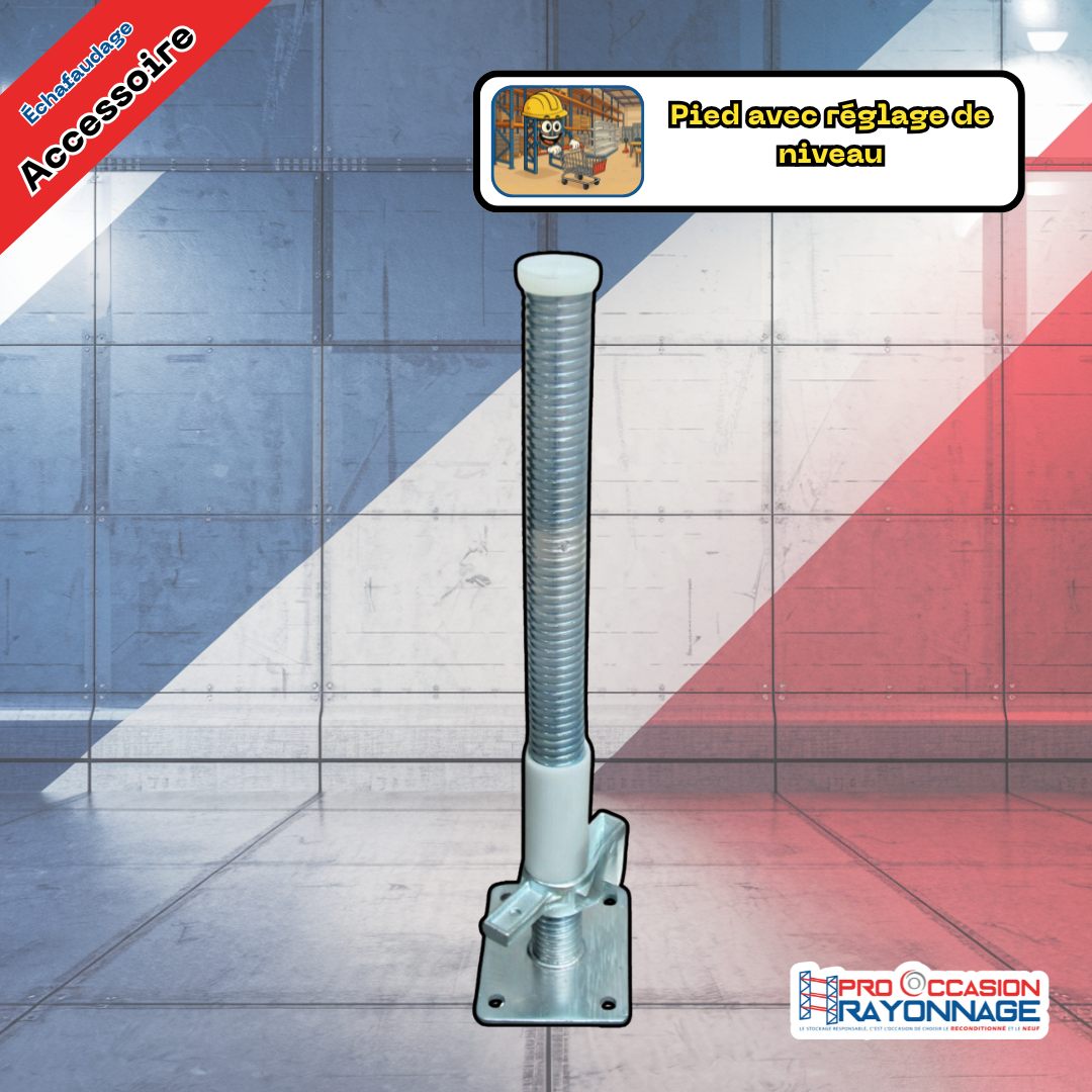 Pied avec réglage de niveau pour échafaudage  Compatible échafaudages pliables et tours roulantes 