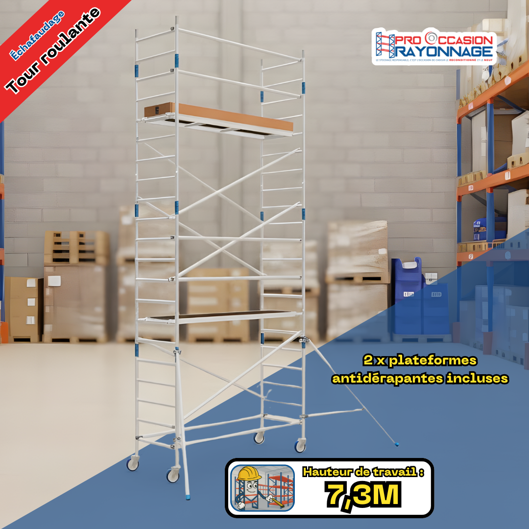 Kit echafaudage Tour Roulante – Neuf  - Hauteur de travail : 7,30 mètres 