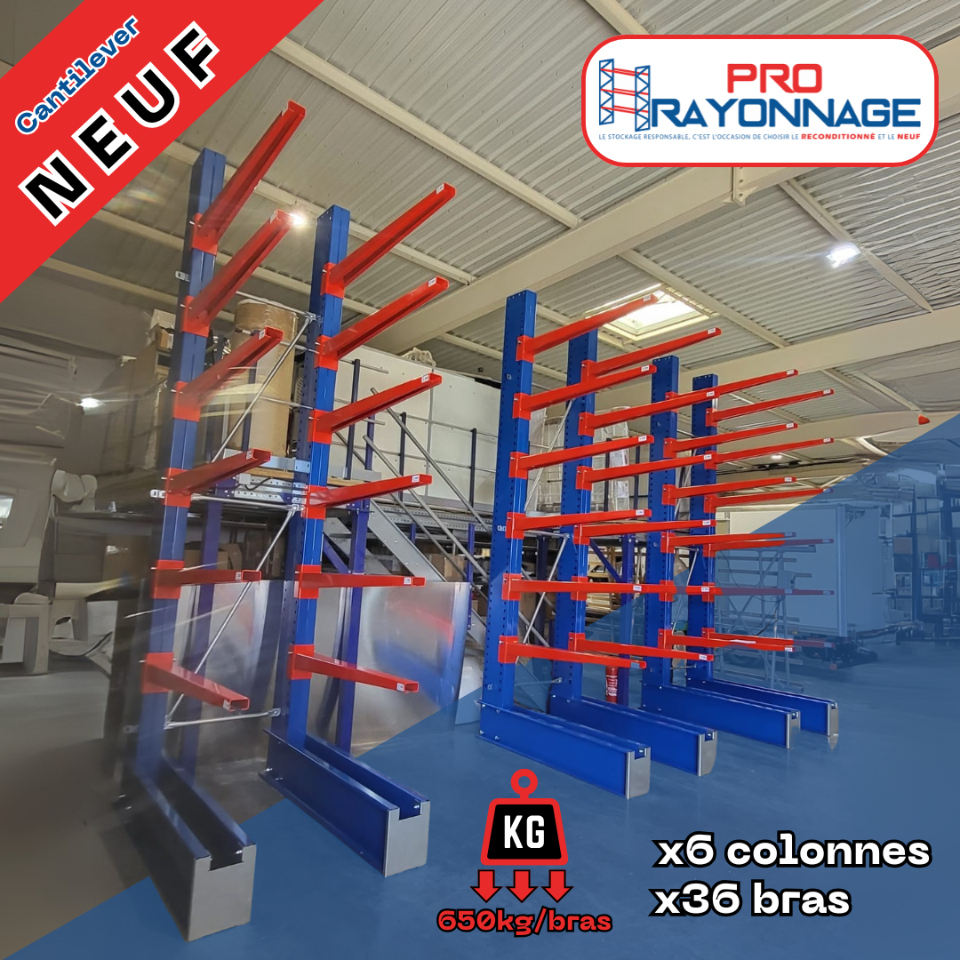 Exemple de rayonnage cantilever neuf réalisé pour un client 