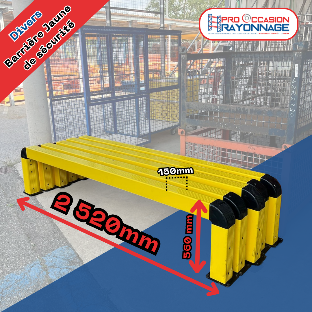 Barrière de sécurité plastique – Longueur : 2520 x  hauteur : 560 x  largeur 150 mm 