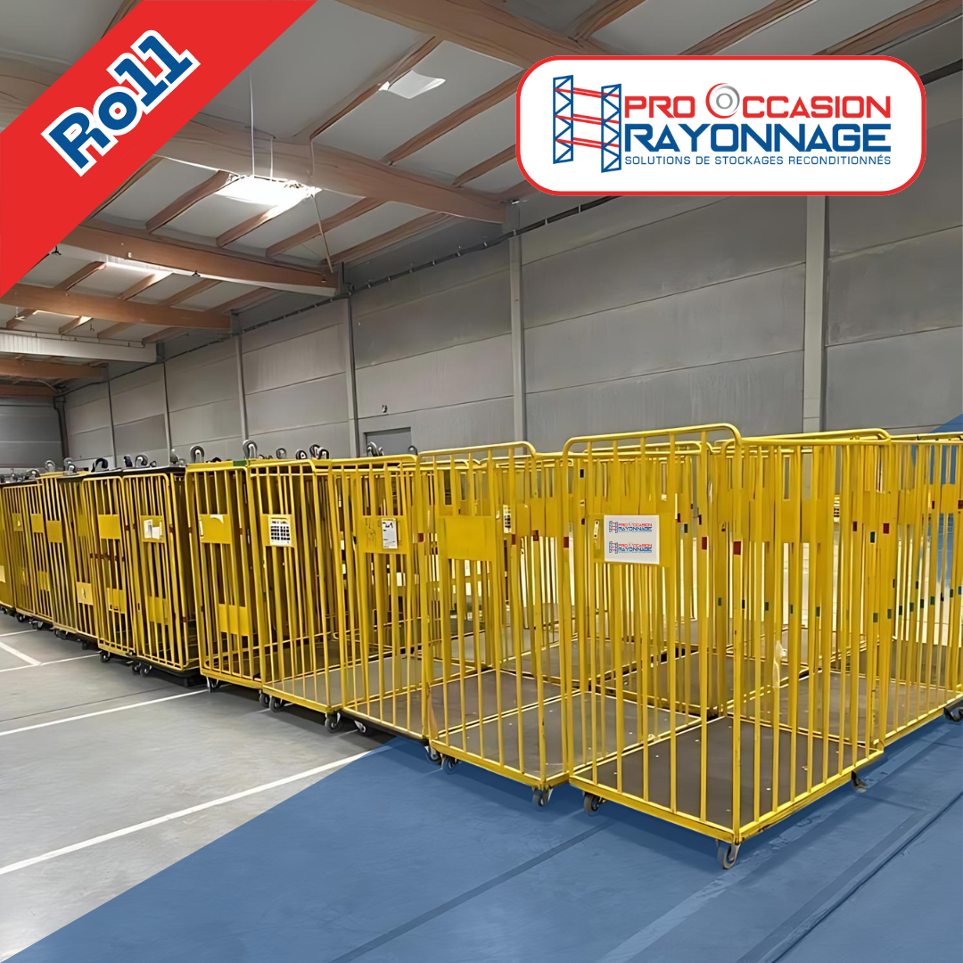 Roll Chariot Conteneur 3 Côtés fermés - Base Plateau Bois Mélaminé 