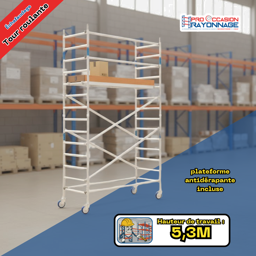 Kit échafaudage Tour Roulante – Neuf  - Hauteur de travail : 5,30 mètres 