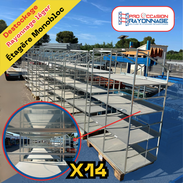 Étagère Monobloc - Longueur totale 17 500mm,  Hauteur 2000mm, Profondeur 800mm