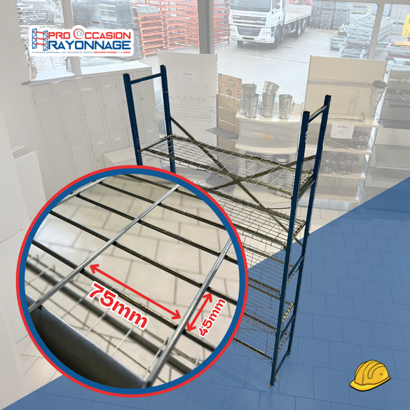 Rayonnage léger galvanisé TIXIT- H2500mm x L1250mm x P400mm – niveaux en plateaux fils