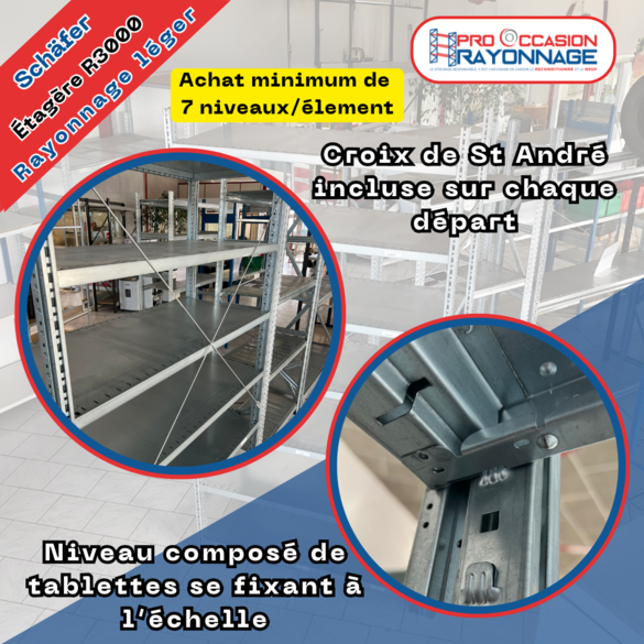 Étagère Schäfer R3000 galvanisée – Hauteur modulable et niveaux sur mesure