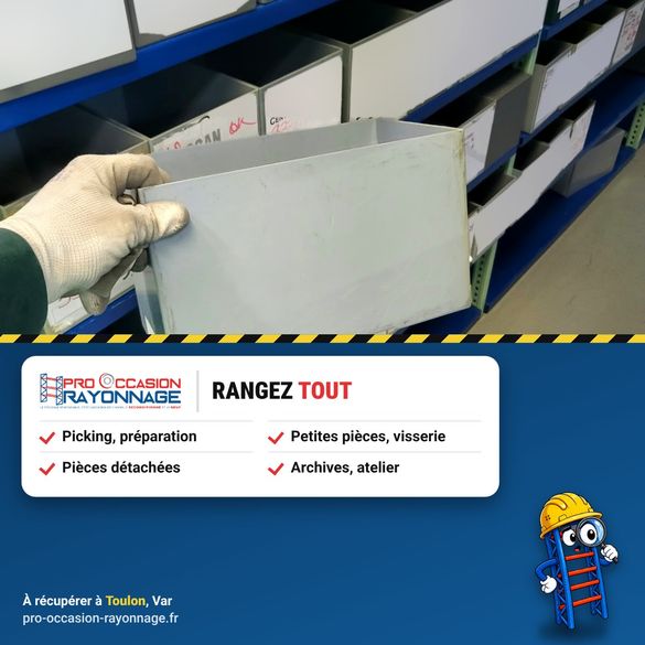 Bacs plastique de rangement ouverts 300 x 170 x 180 mm, palette de 171 bacs