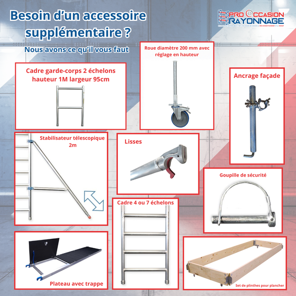 Kit échafaudage Tour Roulante – Neuf  - Hauteur de travail : 4,30 mètres