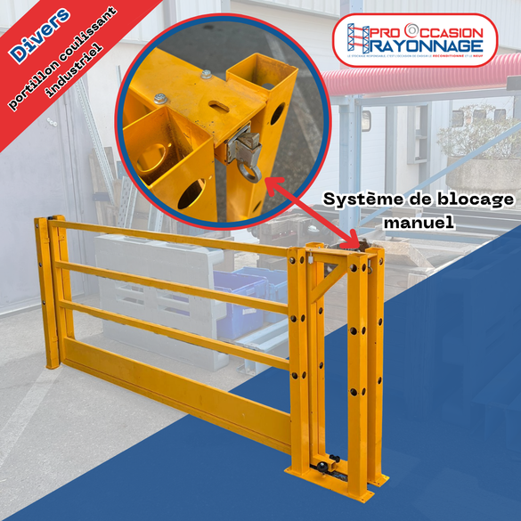 Portillon coulissant industriel pour mezzanine