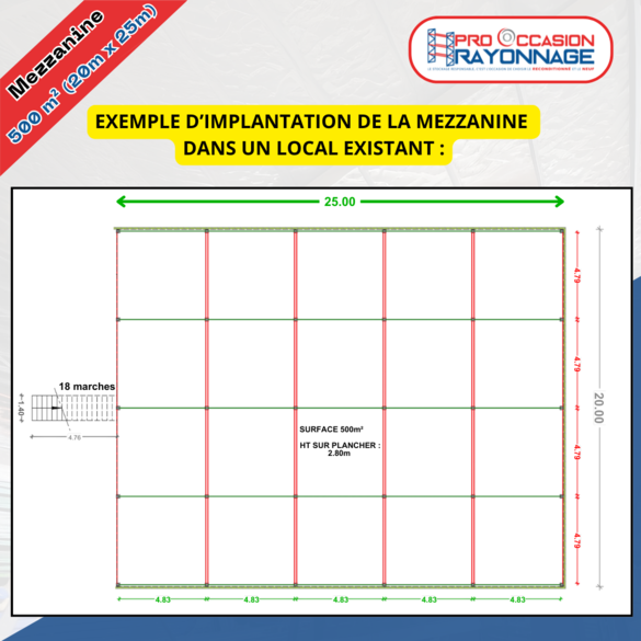Mezzanine industrielle 500 m² – Comme neuve - Démonstration commerciale, jamais utilisée