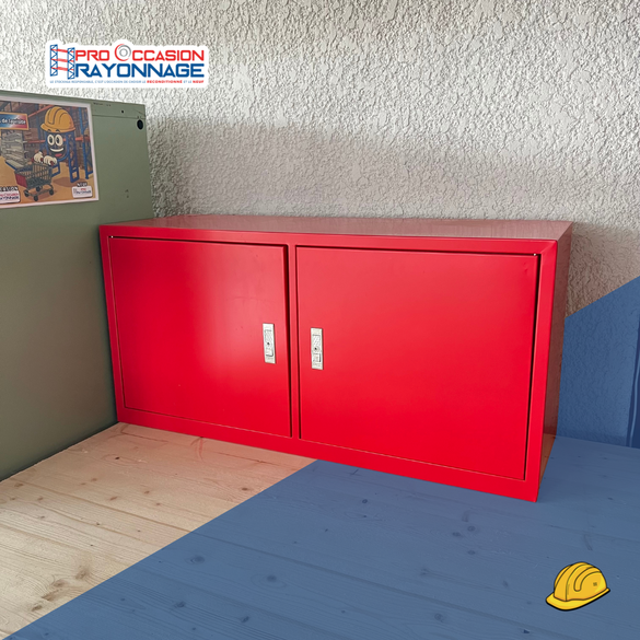 Mini casiers muraux métalliques – 2 portes (bleu & rouge)