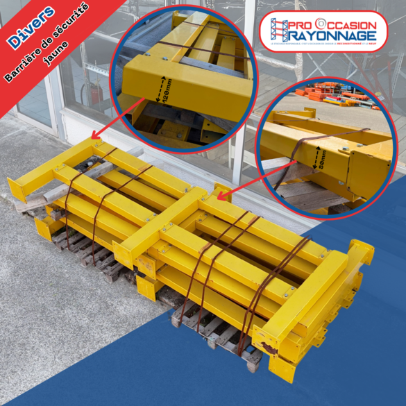 Barrière de protection jaune – Longueur : 2 760 mm, hauteur : 1 000mm