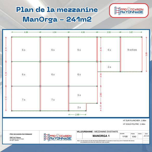 Mezzanine industrielle ManOrga - 241m² à prix réduit !