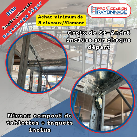 Étagère BITO galvanisée - H2000 mm – Configuration sur mesure de vos niveaux